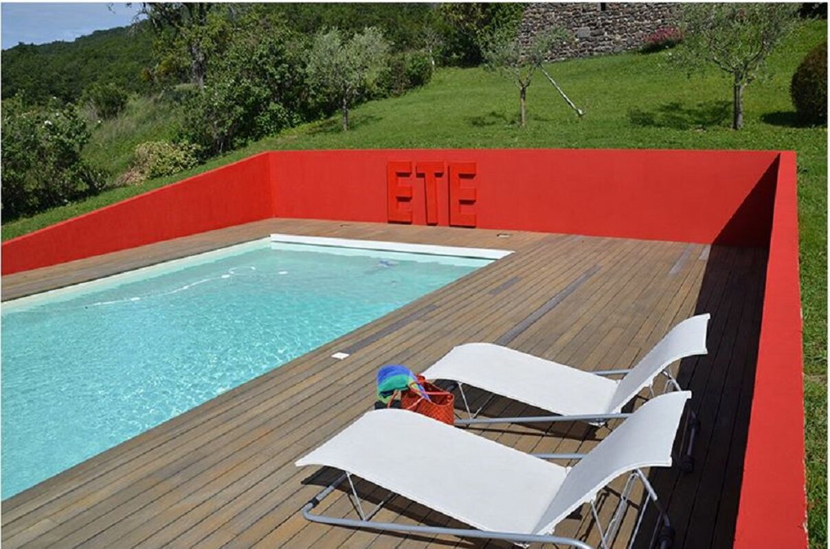 Vista sulla piscina Casa Saint-Lager-Bressac