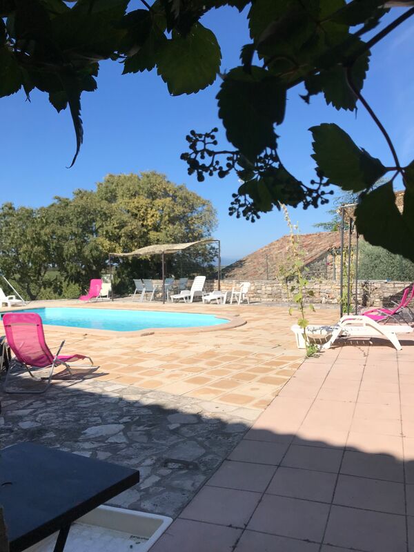 Vista sulla piscina Casa Orgnac-l'Aven
