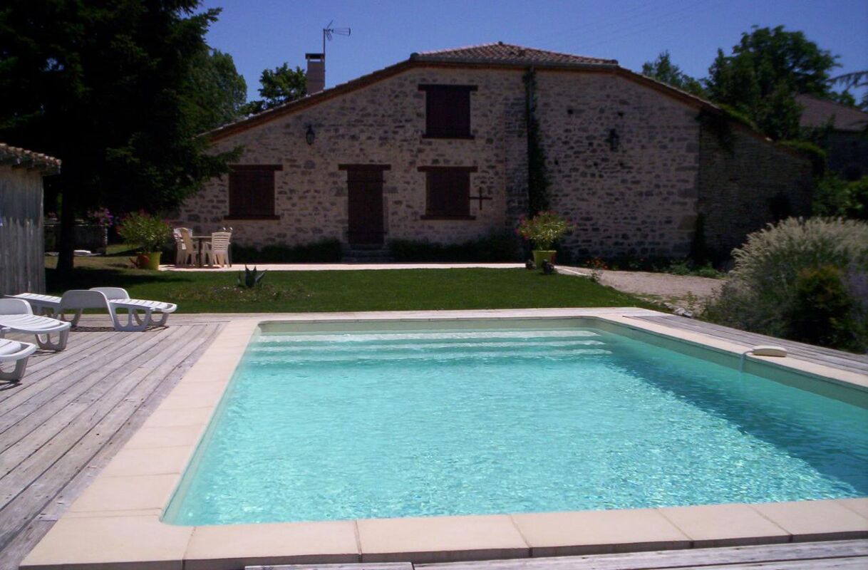 Vista sulla piscina Casa Saint-Cirq