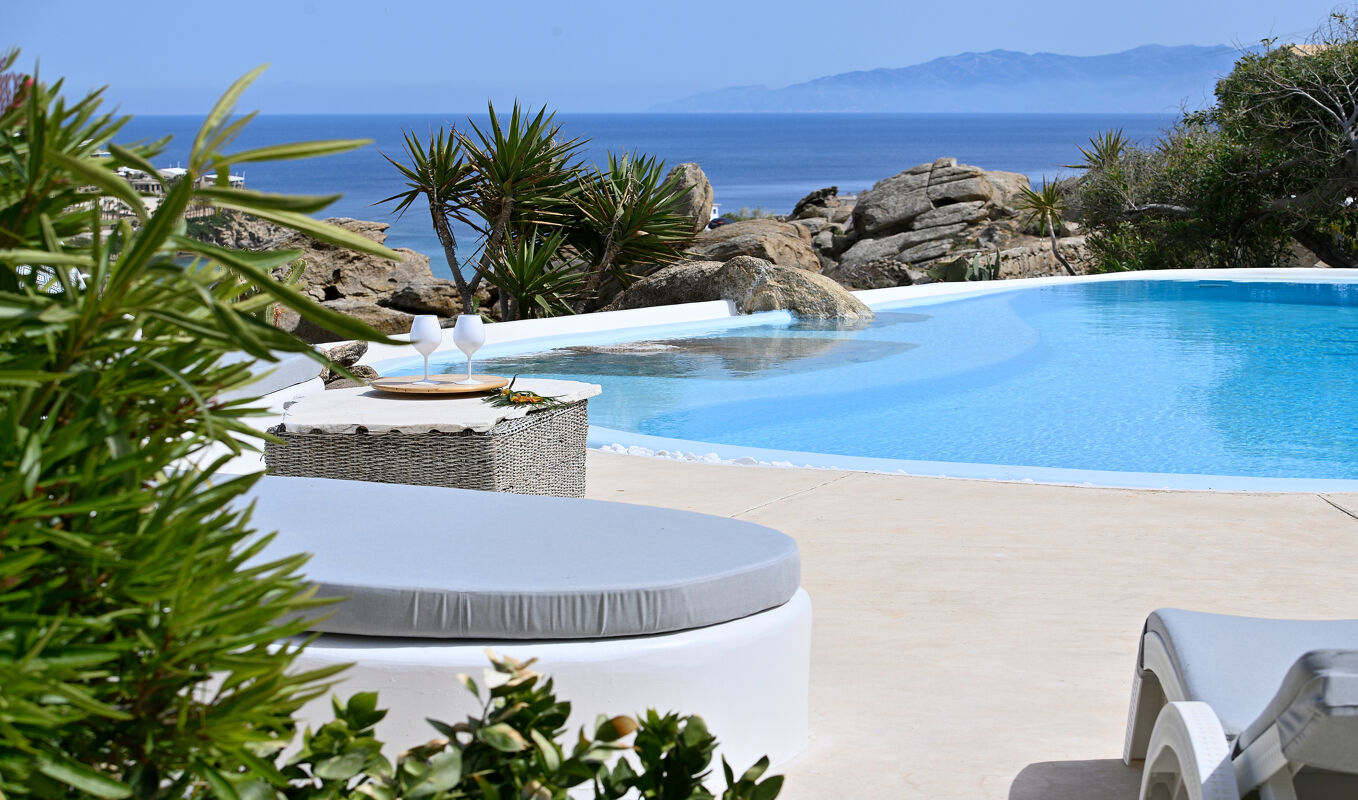 Vue sur piscine Villa Platis Gialos